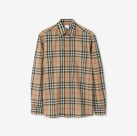 burberry check cotton shirt men|Burberry cotton poplin shirt.